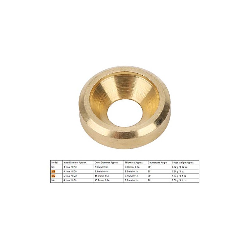 50pcs M3 ~ M6 CNC Pure Copper Countersunk Screw Washer