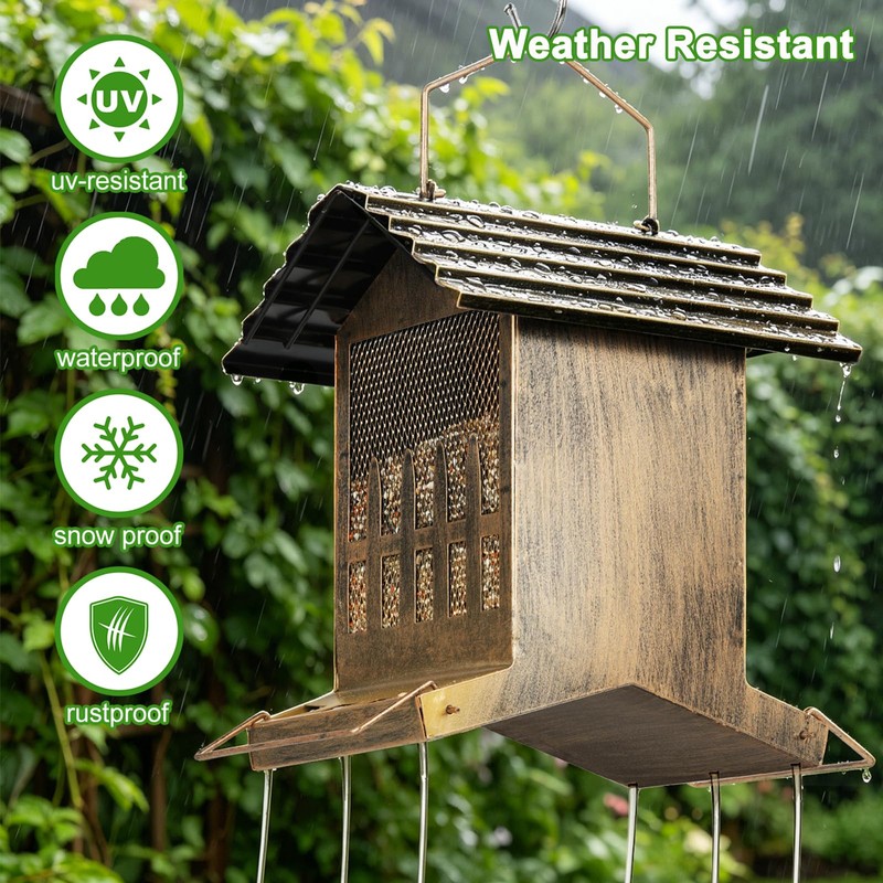 Samhe Bird Feeder, Hanging Metal Bird Feeder House Outdoor for
