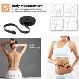 Mr.do Dual Sided Body Waist Measuring Soft Tape, Pocket Meter Tape Measure Retractable for Body Sewing Clothes Tailor 60 Inch / 150 cm Black