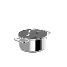 BergHOFF Helix 7.25in Stockpot/Cooking Pot 2.2qt. With Glass Lid Recycled 18/10 Stainless Steel Induction Pot For Stew Soup Steam Fast Heating Oven Safe