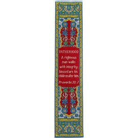Fatherhood & Integrity, Bulk Pack of 6 Woven Fabric Christian Bookmarks, Silky Soft Proverbs 20:7 Flexible Bookmarker for Novels Books and Bibles, Traditional Turkish Woven Design, Memory Verse Gift