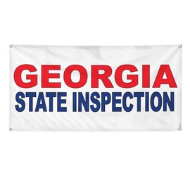 Vinyl Banner Multiple Sizes Georgia State Inspection Red Blue Business Outdoor Weatherproof Industrial Yard Signs 4 Grommets 16x40Inches