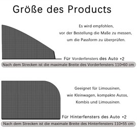 Sonnenschutz Auto Kinder, Auto Sonnenschutz Baby mit UV Schutz, Universal Elastizitä Sonnenblende Autos Netz, Insektenschutz Autofenster für die meisten der Autos,SUV (schwarz 1)