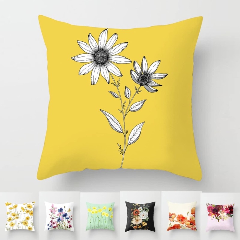 Aimoha Botanical Scandinavian Natural Cushion Cover 18.7 x 18.7 inches