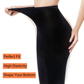 Citystl Semi Opaque Black Tights for Women, Plus Size Tights Run Resistant Control Top Pantyhose(Black-XL)