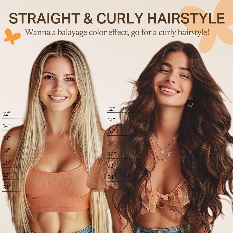 DOORES Clip in Human Hair Extensions, Balayage Ash Blonde Highlighted