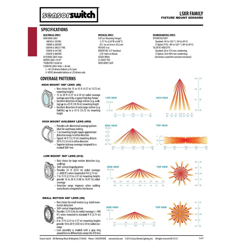 Sensor Switch LSXR 610 ADC Line Voltage Fixture Mount Sensor