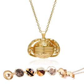 Sisadodo Photo Locket Necklace for Women Girls Locket Necklace That Holds 4 Pictures Expanding Necklace Gift Jewelry for Anniversary Valentine Birthday Christmas Gifts