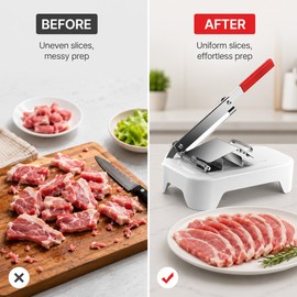 Manual Meat Slicer for Home Kitchen Prep – Adjustable Stainless Steel Cutter for Meat and Vegetables