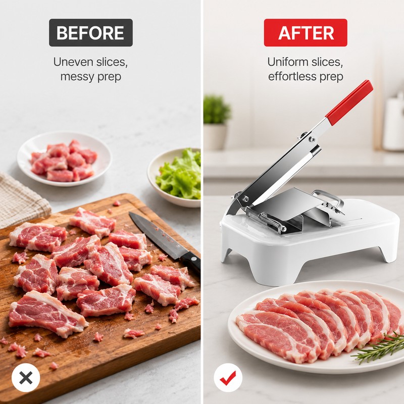 Manual Meat Slicer for Home Kitchen Prep – Adjustable Stainless