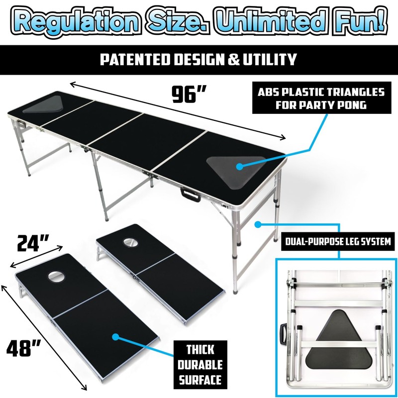 New & Improved 2-in-1 Cornhole Boards & Party Pong Table