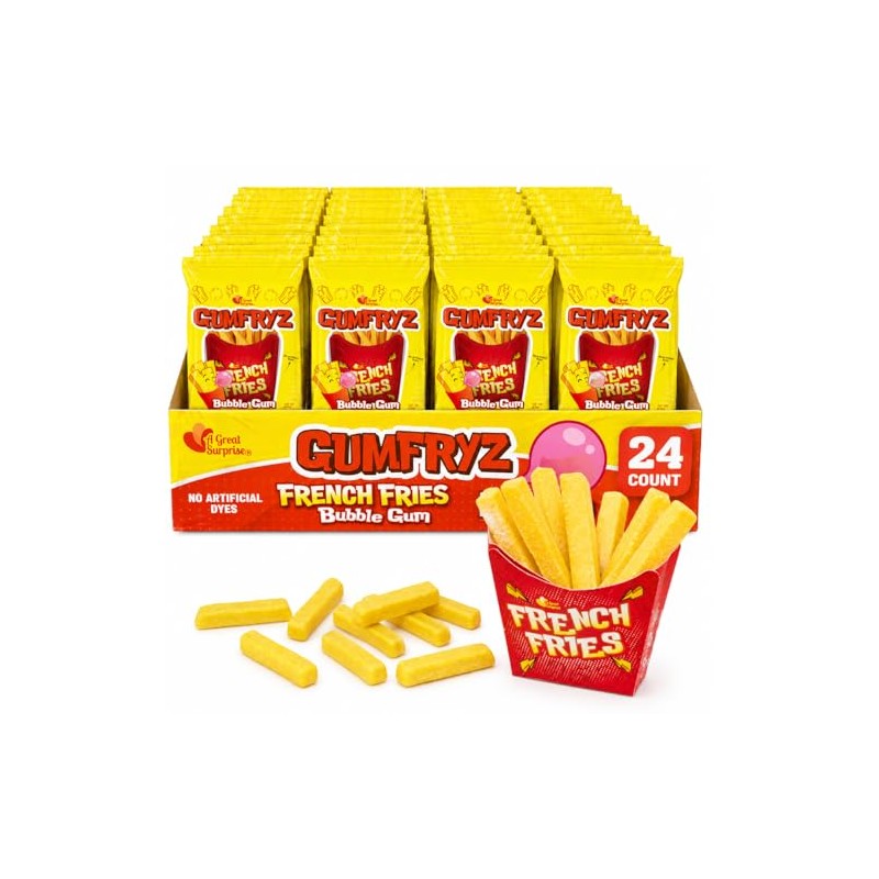 French Fries Bubble Gum – 24 Count Bulk Pack –