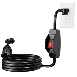 KASONIC 3 Prong Extension Cord with Switch, 1875W 15A Grounded Outlets with Safety Cover, 14/3 SJTW Cable On Off Waterproof Switch for Indoor Outdoor Use (12 FT)