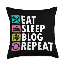 Eat Sleep Blog Blogger Blogging Influencer Writer Author Throw Pillow