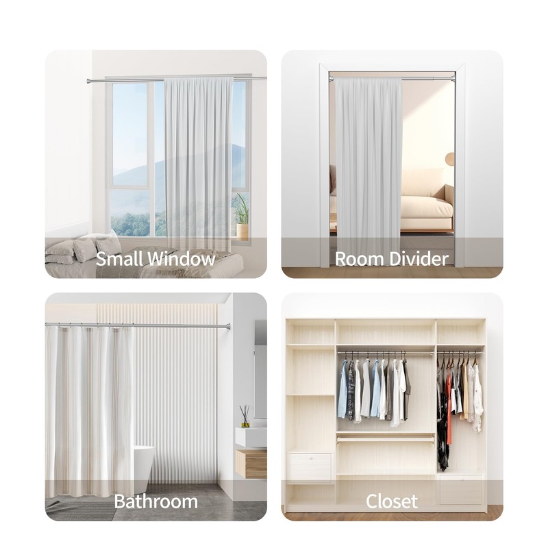 Mcrbeay Shower Curtain Rod, 1" Diameter Heavy Duty Tension Shower