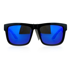 Kush Mirrored Color Mirror Lens Horned Horn Rim Sport Sunglasses Blue