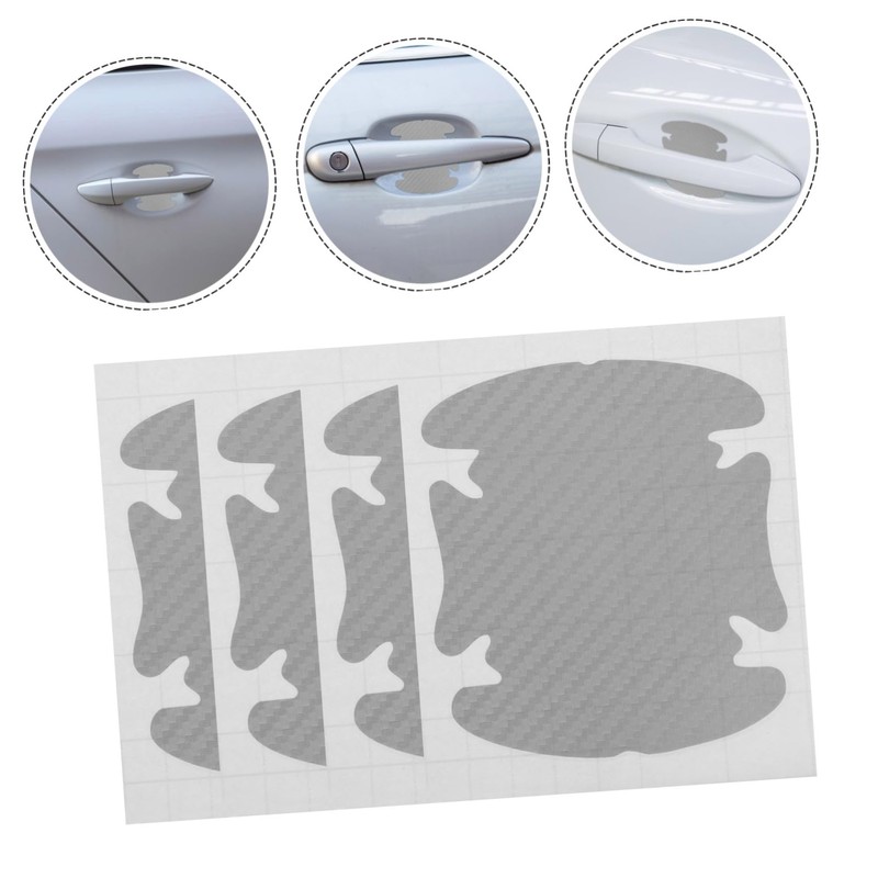 Alipis 3D Carbon Fiber Door Handle Stickers Scratch Car Cup