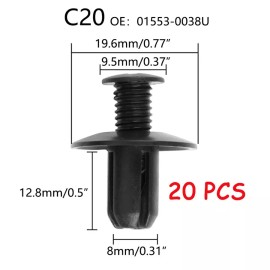 Unbranded 20pcs 8mm hole fender liner bumper engine splash guard retaining clamp fasteners
