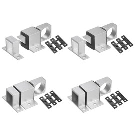 M METERXITY 4-Pack Self-Closing Latch Aluminum Alloy Automatic Window Sliding Latches with Gaskets Pull Ring Spring Load Door Lock for Door/Window/Toilet/Fence/Drawer [Silver]