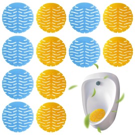 Vueinrg Pack of 12 Urinal Sieves with Scented Urinal Strainer Splash Guard Urinal Insert Urinal Insert Urinal Insert Air Freshener Urinal Insert for Any Urinal Urinal (16 cm, Blue + Orange)