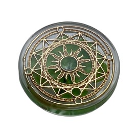 Real Four Leaf Clover Good Luck Pocket Token, Preserved, 1.25”, Including Metal Ornament (Magic Circle of The Sun)