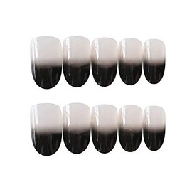 24pcs/set Fake Nails Short Oval False Nail with Glue Press On Fake Nails Full Cover Acrylic Bride Nail Tips with Design Gradient Color