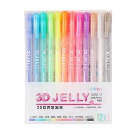 EUBUY 3D Jelly Pen Set, 6 Colors/12 Colors 3D Glossy Jelly Pens, Assorted Colors Gel Ink Pens for DIY Painting Drawing Coloring, Suitable on Glass, Plastic