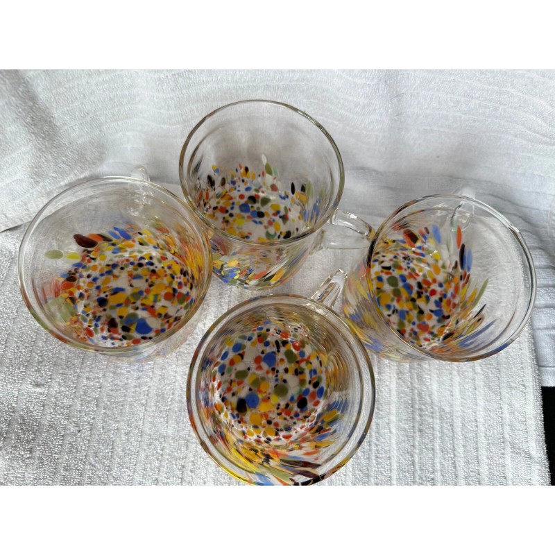 Murano NWT Murano Confetti Mosaic Glass Cup Yellow Splatter Spots