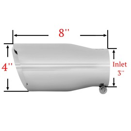 Exhaust tip - 3 Inch Inlet Bolt on Design- Stainless Steel Car Muffler Tips 3" ID x 4"OD x 8"L