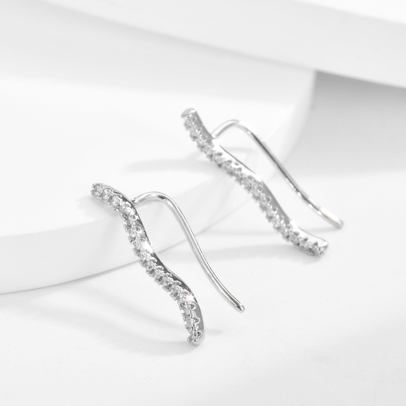 Earrings Silver for Women, Earrings Climber Stud Earrings with 5A