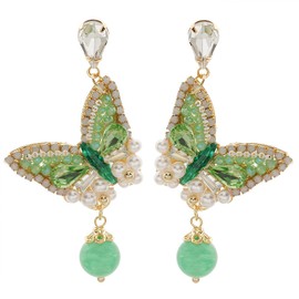 Dangle Flower Floral Blue Crystal Drop Earrings for Women, 14K Gold Plated, Hypoallergenic, Solid 925 Sterling Silver Post, CZ Cubic Zirconia Stud Earrings, Multilayer Tassel Chain, Wedding Bridal