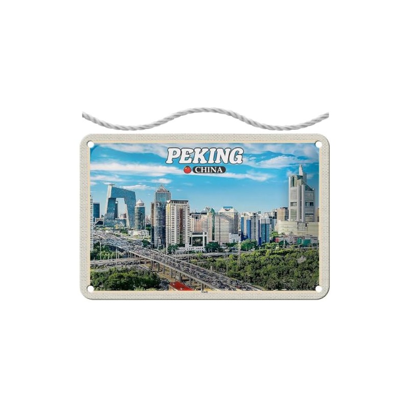 Blechschild mit Kordel 18 x 12 cm Peking China Stadt