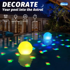 Floating Pool Lights, 6 Inch Light Up Pool Balls with Underwater Lights Show, Color Changing LED Pool Light That Float, IP68 Waterproof Floating Light for Pool, Party, Pond - 1pcs