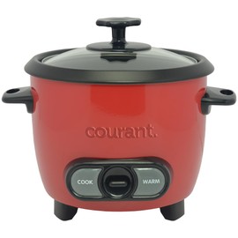 Courant Rice Cooker 6-Cup (Cooked), Removable Non-Stick Bowl, One Touch Rice Cooker, Red