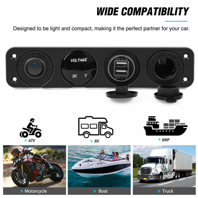 Nilight 4 in 1 ON/OFF Charger Socket Panel Dual USB