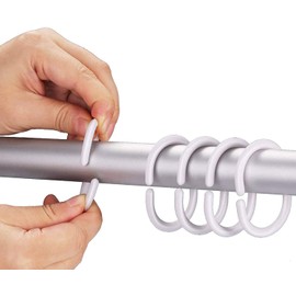 JOY STORE Shower Curtain Rings - Pack of 12 White Shower Curtain Rings - Plastic Rings for Curtains