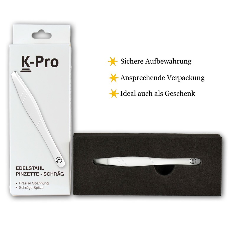 K-Pro Tweezers for Hair Removal Slanted Professional Stainless Steel 1