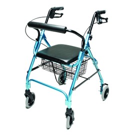 Lumex Walkabout Lite Rollator – Lightweight 14.5 lb. Rolling Walker with Seat for Seniors, Aqua