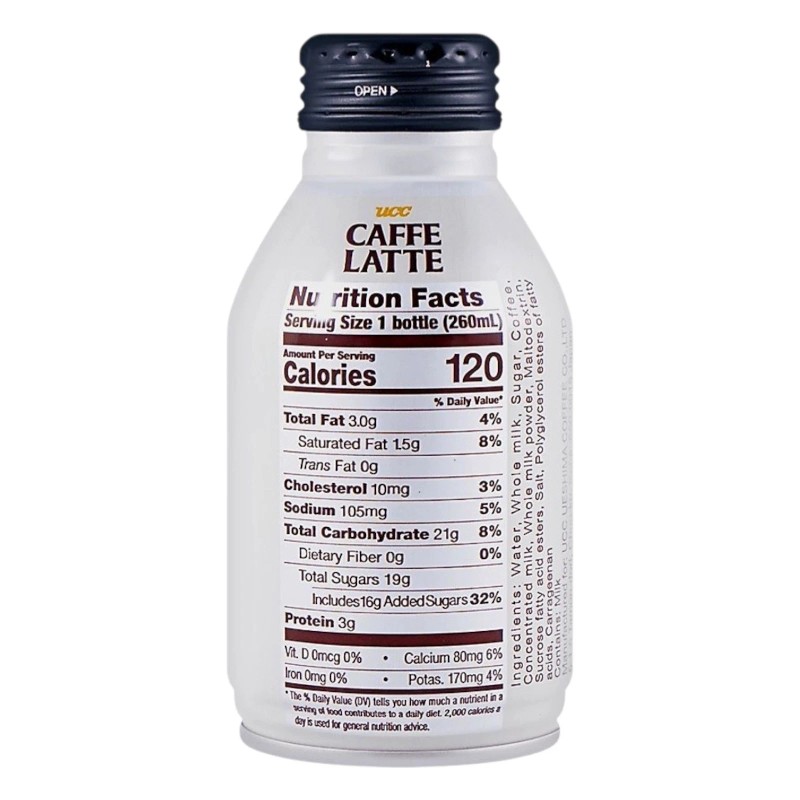 UCC Rich&Creamy Caffe Latte, Coffee w/Milk, 8.79 fl oz-24 bottles,