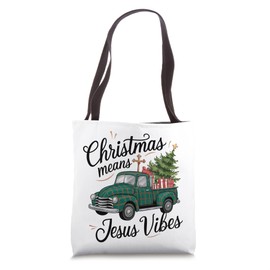 Christmas Means Jesus Vibes Vintage Christian Tote Bag