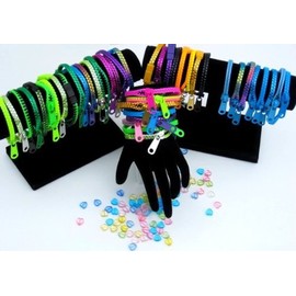 Zipper Bracelets, 50 Pk Assorted Colors, Hottest Most Trendy Jewelry