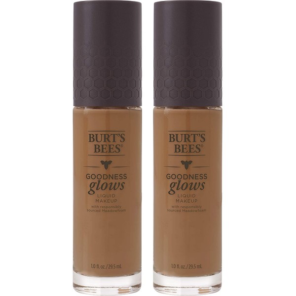 Burts Bees Goodness Glows Liquid Makeup, Chestnut - 1.0 Ounce (Pack of 2)