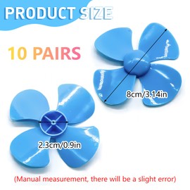 WALWAL 10pcs 4pcs 80mm Fan Propellers 2mm Shaft Propellers for RC Boat, DIY Airplane, Mini Fan(5 Colors)