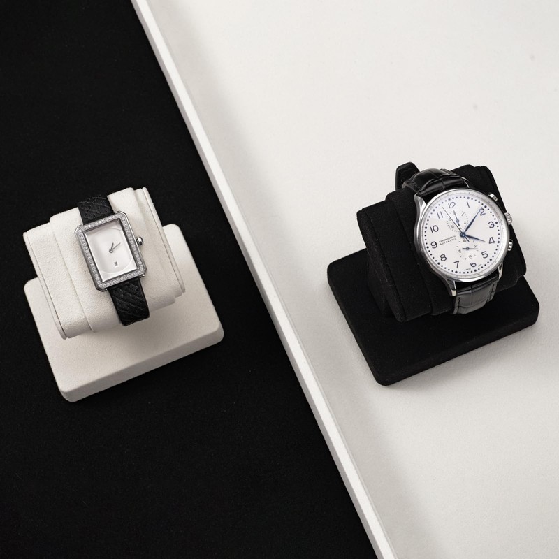 Woodten Single Watch Stand Display with Linen Lining - Compact