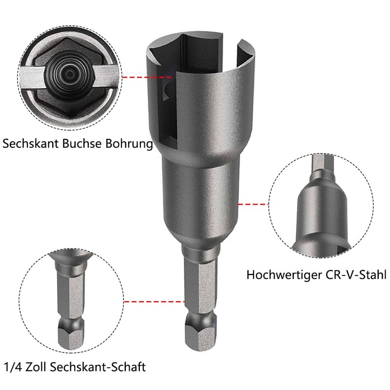 Saipor 5 Pieces Power Wing Nut Driver, 1/4 Inch Hex