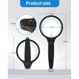 HDAJY 10X 30X Magnifier, 100mm Shatterproof Lens Magnifying Glass, Foldable Handle, Magnifying Glasses for Close Work, Seniors Reading and Kids Nature Exploration, Black