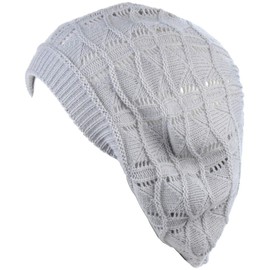 BYOS - Gorro de punto suave y ligero, Rayas onduladas gris plateado., Talla única