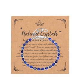 Zysta Gemstone Bracelet Adjustable Bead Bracelet Tiger's Eye Lapis Lazuli Bracelet Good Luck Gift for Men and Women, Stainless Steel, No Gemstone