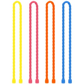 Dreamxiang 4Pcs 24-inch Silicone Cable Ties Reusable Steel-Core Silicone Twist Ties Colorful Cable Tie Straps for Bundling and Organizing, Bendable Holder Strap for Indoor and Out All Purpose, 4Colors
