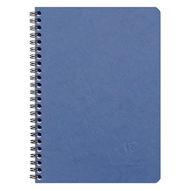 Clairefontaine - Ref 785324C - Age Bag Wirebound Notebook (100 Pages) - A5 Size, Squared Rulings, 90gsm Brushed Vellum Paper, Pocket for Loose Documents - Blue Cover